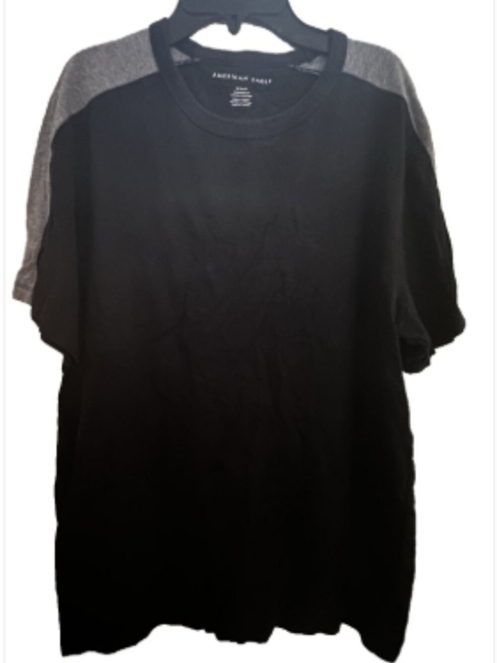 🔥 American Eagle AE Colorblock Tee Medium Black Gray Logo Shirt